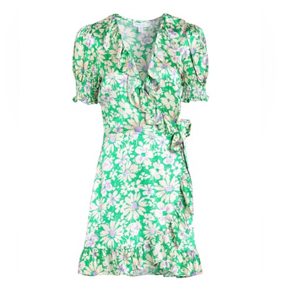 Topshop floral wrap daisy mini dress - Picture 1 of 5